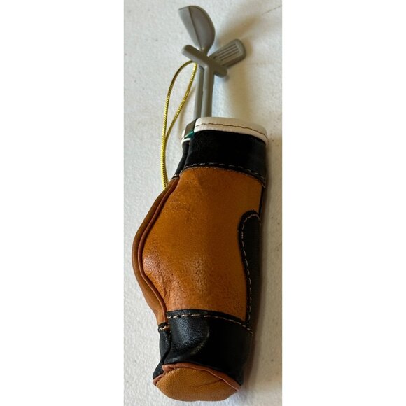 Brown & Black Color Leather/Plastic Golf Club Set Christmas Ornament 6" Tall - Picture 3 of 10
